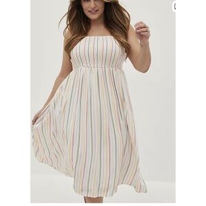 Torrid Challis Multi Stripe Ruffle Strap Midi Dress 4/26